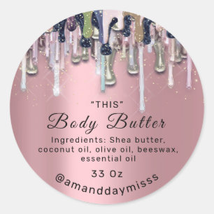 Sticker Rond Emballage de beurre corps en ligne Beauté Shop Dri