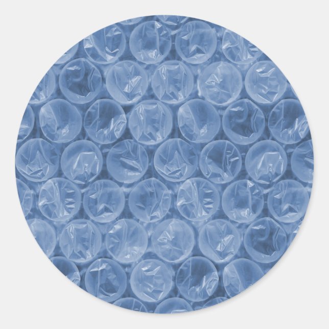 Sticker Rond Emballage de bulle bleue (Devant)