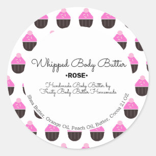 Sticker Rond Emballage de la marque de bain de beurre de Cupcak