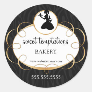 Sticker Rond Emballage de la petite-dame Silhouette et de la bo