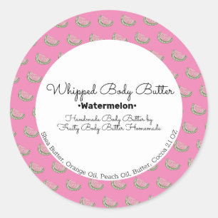 Sticker Rond Emballage de marque de bain à l'aquarelle pastèque