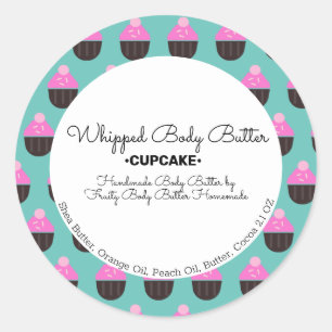 Sticker Rond Emballage de marque de bain de beurre de cupcake