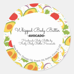 Sticker Rond Emballage de marque de bain de beurre de l'Avocado