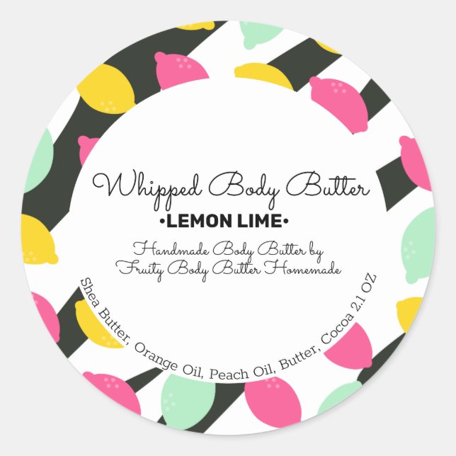 Sticker Rond Emballage de marque pour le beurre de citron (Devant)
