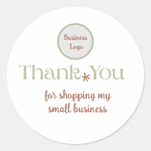 Sticker Rond Emballage de petite entreprise Boho ton naturel