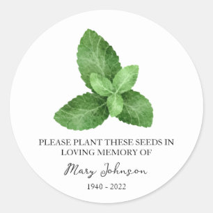 Sticker Rond Emballage de semences funéraires Mint Memorial