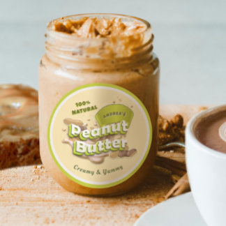 Sticker Rond Emballage jaune-vert du logo de beurre de cacahuèt