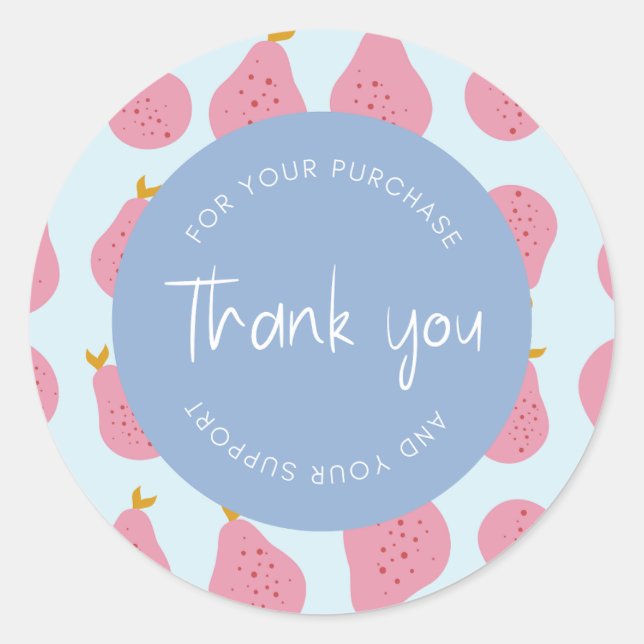 Sticker Rond Emballage Motif "Merci" Feminine Cute (Devant)