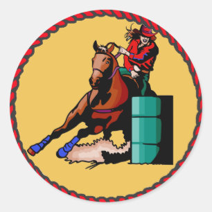 Sticker Rond Emballage occidental de baril de cow-girl