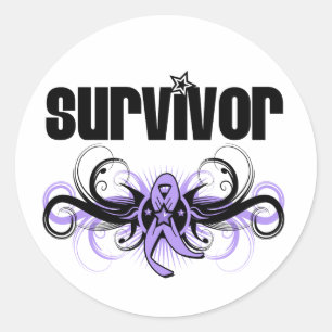 Sticker Rond Emblème ailé de l'aile du cancer survivant