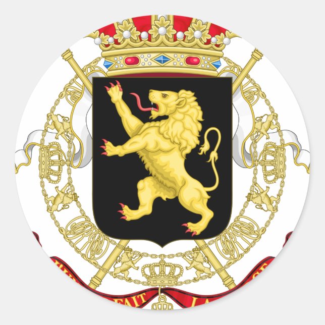 Sticker Rond Emblème belge - Coat of Arms of Belgium (Devant)