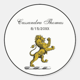 Sticker Rond Emblème C de crête permanente de lion héraldique