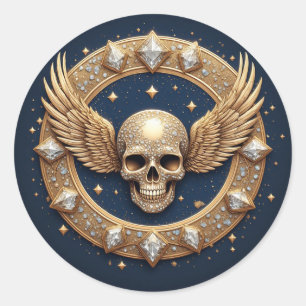 Sticker Rond Emblème de crâne pour décoration gothique 💀