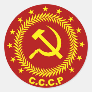 Sticker Rond Emblème de faucille de marteau de CCCP