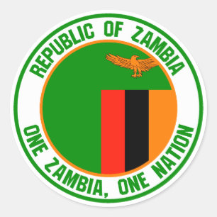 Sticker Rond Emblème de la Zambie ronde