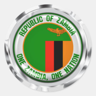 Sticker Rond Emblème de la Zambie ronde