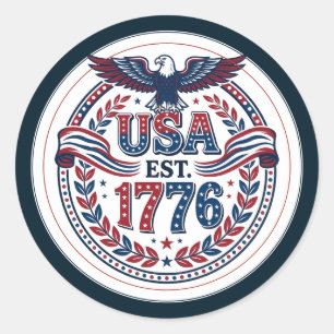 Sticker Rond Emblème de l'aigle patriotique des États-Unis 