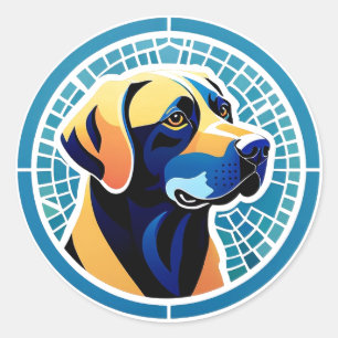 Sticker Rond Emblème de logo de tête de chien géométrique