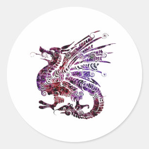 Sticker Rond Emblème de Totem animal de Dragon Spirit