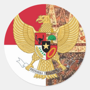 Sticker Rond Emblème d'Indonésie - Drapeau Garuda Pancasila Bat