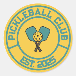 Sticker Rond Emblème du Club de Pickleball Vintage Ét. 2024