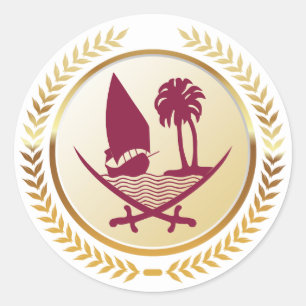 Sticker Rond Emblème du Qatar