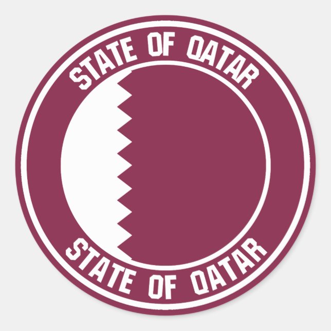 Sticker Rond Emblème du Qatar Round (Devant)