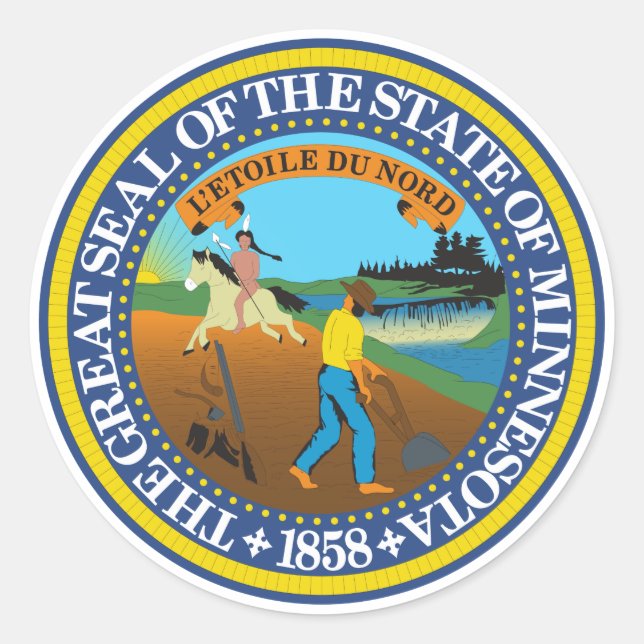 Sticker Rond Emblème du sceau de l'État du Minnesota (Devant)