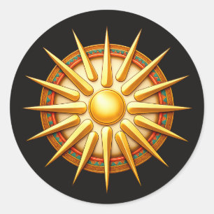 Sticker Rond Emblème du Soleil de Vergina – Symbole Macédonien