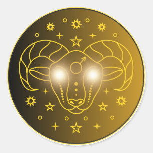 Sticker Rond Emblème du zodiaque Bélier   Symbole céleste minim
