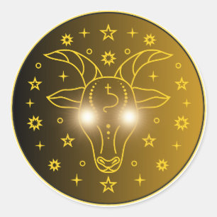 Sticker Rond Emblème du zodiaque Capricorne Symbole céleste m