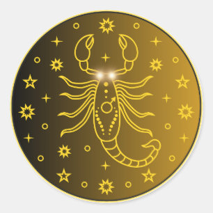 Sticker Rond Emblème du zodiaque Scorpion Symbole céleste min