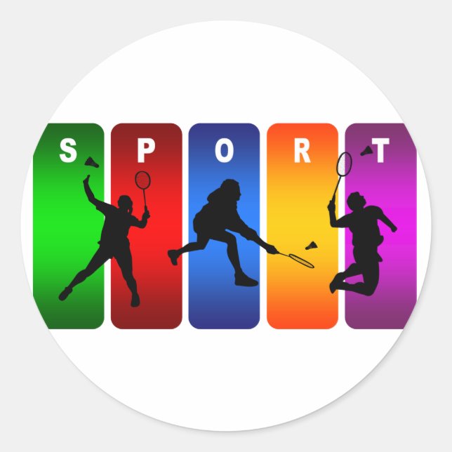 Sticker Rond Emblème Multicolor Badminton (Devant)