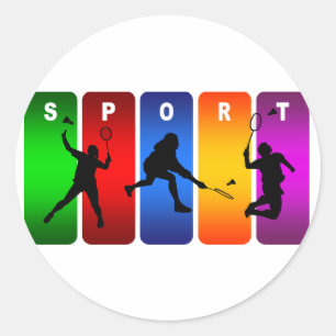Sticker Rond Emblème Multicolor Badminton