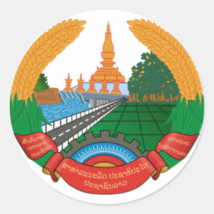 STICKER ROND EMBLÈME NATIONAL LAOTIEN - INSIGNE LAOTIEN