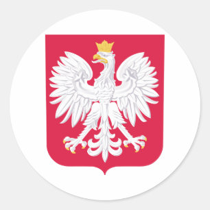 Sticker Rond Emblème polonais - Bouclier polonais - Polska Herb