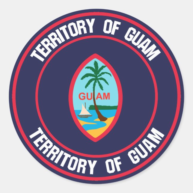 Sticker Rond Emblème rond de Guam (Devant)