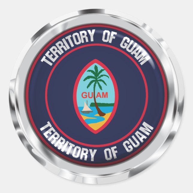Sticker Rond Emblème rond de Guam (Devant)