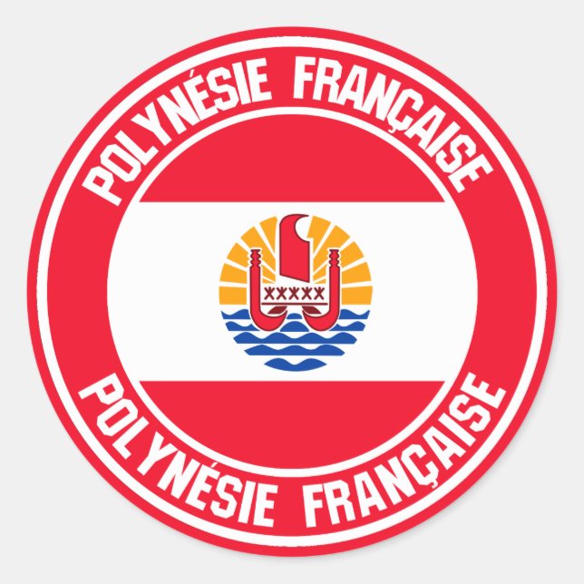 Sticker Rond Emblème rond de la Polynésie française (Devant)