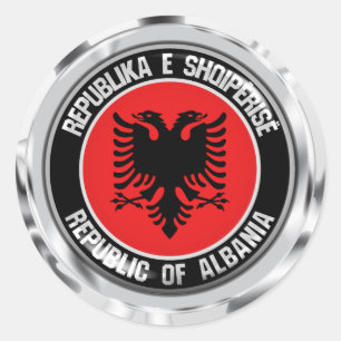 Sticker Rond Emblème rond de l'Albanie