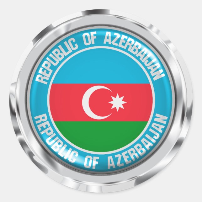 Sticker Rond Emblème rond de l'Azerbaïdjan (Devant)