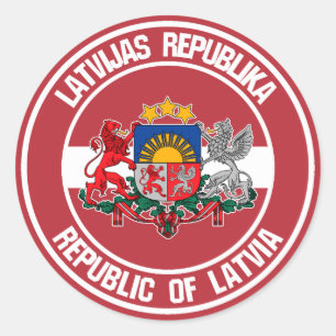 Sticker Rond Emblème rond de Lettonie