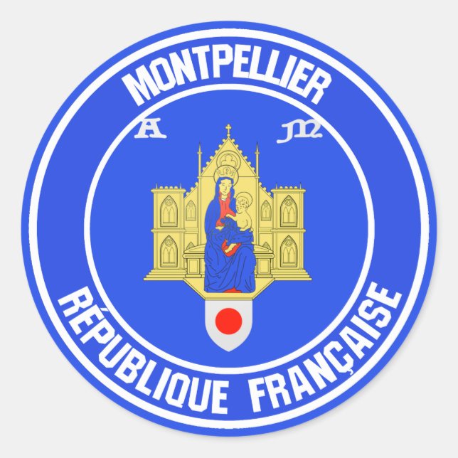 Sticker Rond Emblème rond de Montpellier (Devant)