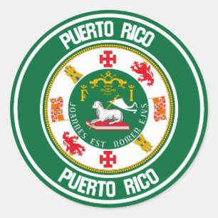 Sticker Rond Emblème rond de Porto Rico