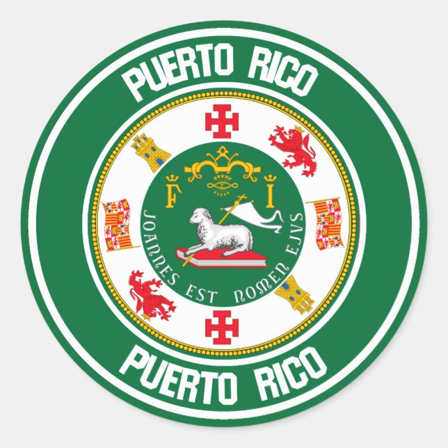 Sticker Rond Emblème rond de Porto Rico (Devant)