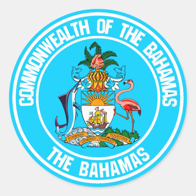 Sticker Rond Emblème rond des Bahamas (Devant)