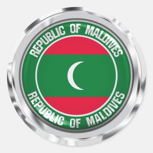 Sticker Rond Emblème rond des Maldives (Devant)