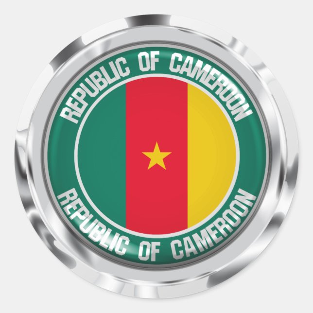 Sticker Rond Emblème rond du Cameroun (Devant)