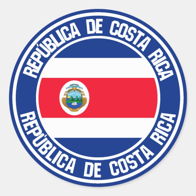 Sticker Rond Emblème rond du Costa Rica (Devant)