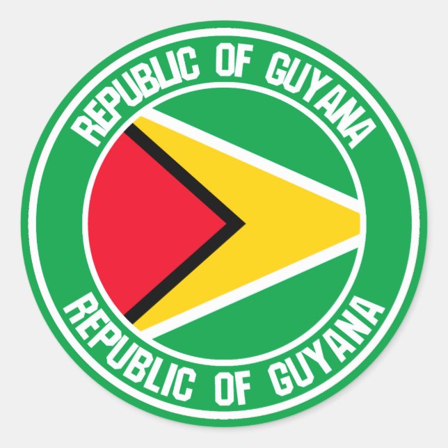 Sticker Rond Emblème rond du Guyana (Devant)
